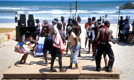 Dancers at a beach party in Accra, Ghana